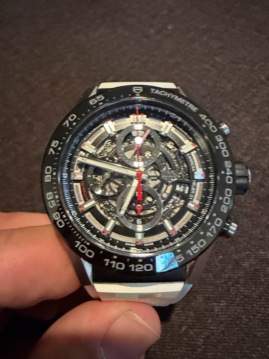Tag Heuer Other - Tag Heuer Skeleton Chronograph Watch - Black, Silver & Red Accents